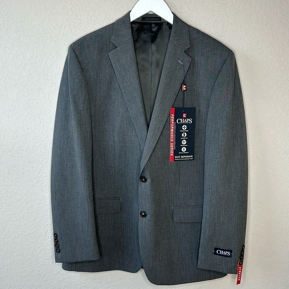 NWT Men's Chaps‎ Grey Stretch Performance Series Comfort Suit Pants Size 34 X 30